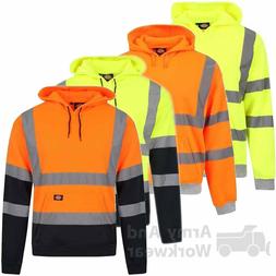 Uomo DICKIES Hi Viz Felpa con Cappuccio Fluorescente Lavoro 