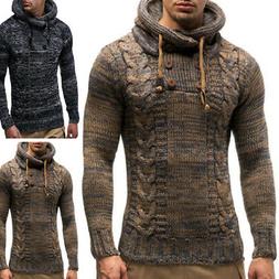 Uomo Inverno Grosso Maglia Maglione Felpa con Cappuccio Pull