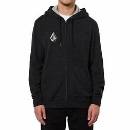 Volcom Uomo Pietra con Zip Lungo Cappuccio a Tasca Erica Ner