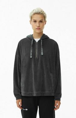 Champion Velour Mezza Cerniera Oversize Cappuccio Donna Nero