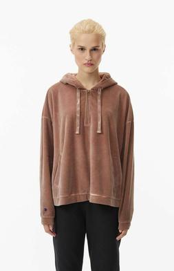 Champion Velour Mezza Cerniera Oversize Felpa Donna Marrone 