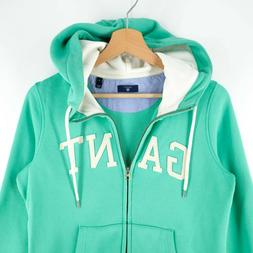 GANT Verde Chiaro Misto Cotone Grande Logo Felpa Full Zip co