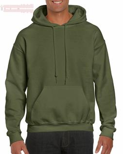 Verde Militare Gildan Tinta Unita con Cappuccio Heavy Blend 