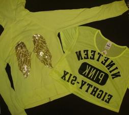 Victoria's Secret XS Felpa + S Corto Camicia Giallo Fluo Pai