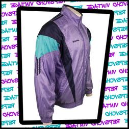 Vintage 80s/90s adidas Lilla / Navy Guscio Pista Giacca Tagl