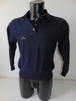 Vintage 90 KAPPA Maglione M Lana Blu Polo 80 Slim Fit Usato 