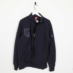 Vintage PUMA Anteriore Logo Felpa con Cerniera Maglione Blu 