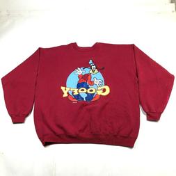 Vintage Disney Goofy Felpa Adulti XL Granata Rosso Stampa 50