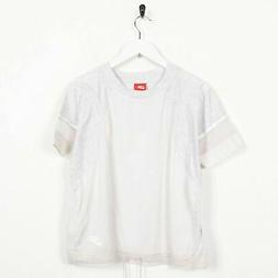 Vintage Donna Nike Piccolo Logo T-Shirt Beige Grigio SMALL S