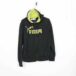 Vintage Puma Grande Logo Felpa con Cerniera Nero S