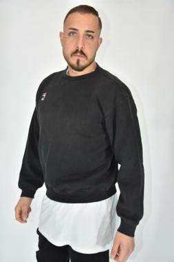 FILA Vintage Sweatshirt Felpa Nera Con Logo In Cotone Cotton
