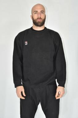 FILA Vintage Sweatshirt Felpa Nera Con Logo In Cotone Cotton