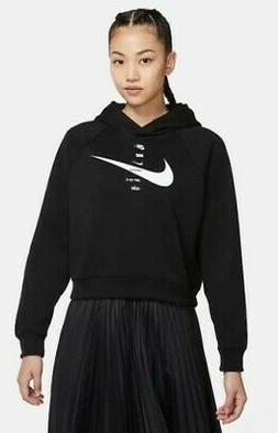 Nike W Nsw Swsh Hoodie Felpa Capp Loghi Nera Donna CU5676 01