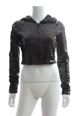 Faith Connexion X kappa Paillettes Corto Felpa con Cappuccio
