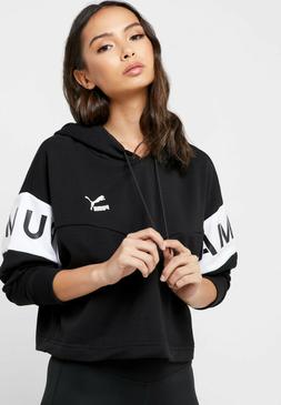 PUMA Xtg Felpa con Cappuccio Donna Bianco Nero Abbigliamento